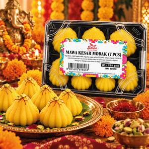 Saras Kesar Modak 7 Pieces | Traditional Indian Saffron Modak | Mithai