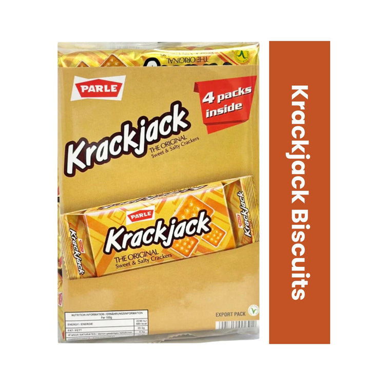 Parle Krack Jack Biscuits - The Original Sweet & Salty Crackers - 4 Packs