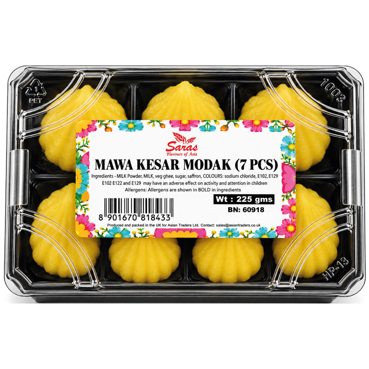 Saras Kesar Modak 7 Pieces | Traditional Indian Saffron Modak | Mithai