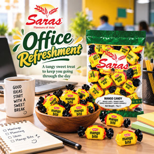 Saras Mango Bite Candy 75g | Mango Flavoured Candy