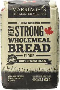Marriage’s Millers Canadian Very Strong Wholemeal Bread Flour – 1.5kg | High-Protein Wholemeal Flour | Ideal for Rustic Loaves, Rolls & Pizza Bases