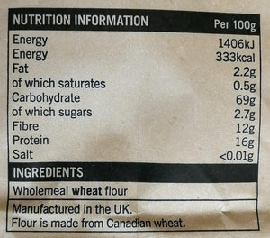 Marriage’s Millers Canadian Very Strong Wholemeal Bread Flour – 1.5kg | High-Protein Wholemeal Flour | Ideal for Rustic Loaves, Rolls & Pizza Bases
