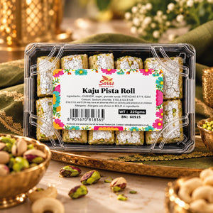 Saras Kaju Pista Roll 225g | Traditional Indian Cashew & Pistachio Sweet | Mithai