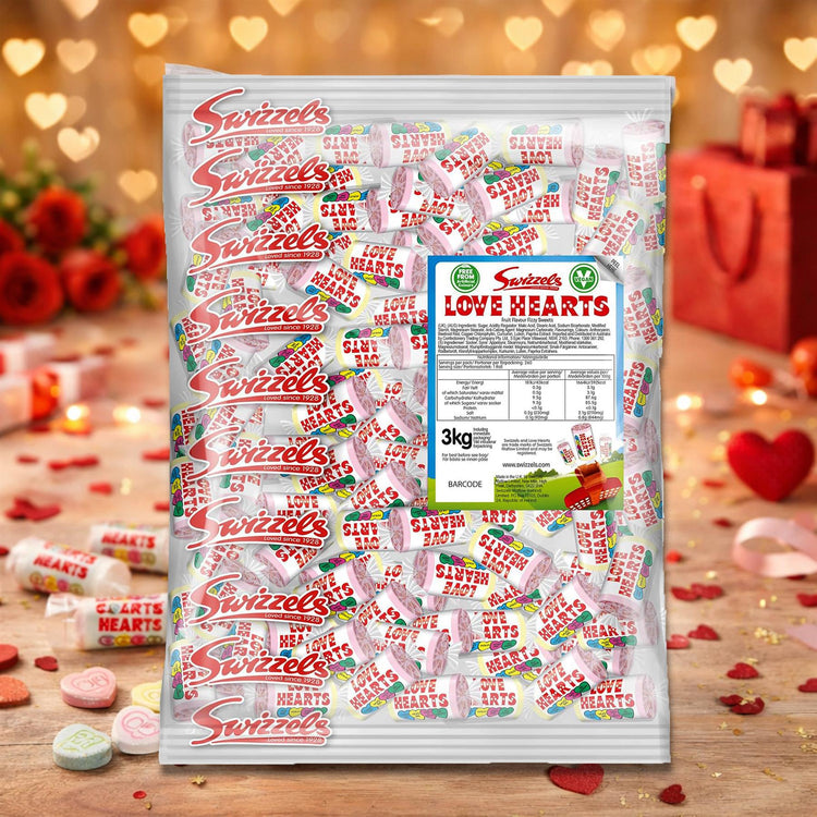 Swizzels Love Heart Sweets Mini Rolls - 3kg