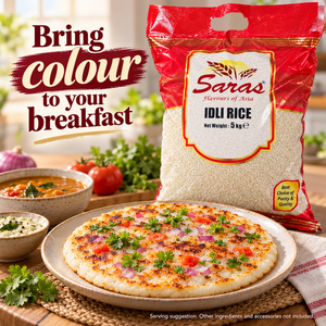 Saras Idli Rice 5kg – Indian Rice for Homemade Idli, Dosa and Uttapam Batter, South Indian Breakfast Cooking, Vegetarian Pantry Staple, Family Pack
