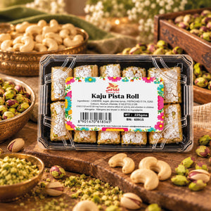 Saras Kaju Pista Roll 225g | Traditional Indian Cashew & Pistachio Sweet | Mithai