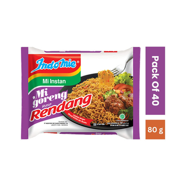 Indomie MI Goreng BEEF RENDANG Noodles, 80 g, (Pack of 40) – Saras Foods UK