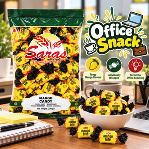 Saras Mango Bite Candy 300g | Mango Flavoured Toffees
