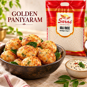 Saras Idli Rice 5kg – Indian Rice for Homemade Idli, Dosa and Uttapam Batter, South Indian Breakfast Cooking, Vegetarian Pantry Staple, Family Pack