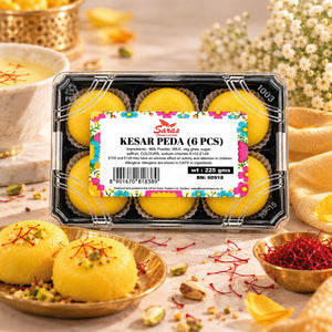 Saras Kesar Peda 6 Pieces | Traditional Indian Saffron Milk Sweet | Mithai