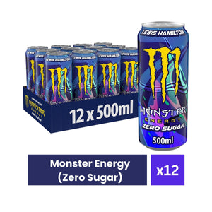 Monster Energy Drink Lewis Hamilton Zero Sugar 500ml (Pack of 12) | Limited Edition | Zero Sugar Energy Drink | High Performance Boost