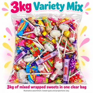 Swizzels Variety Mix Sweets, 3kg of Individually Wrapped Pieces in a Clear Bag, Assorted Sweets for Party Bags, Sharing and Celebrations