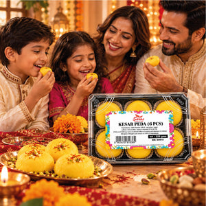 Saras Kesar Peda 6 Pieces | Traditional Indian Saffron Milk Sweet | Mithai
