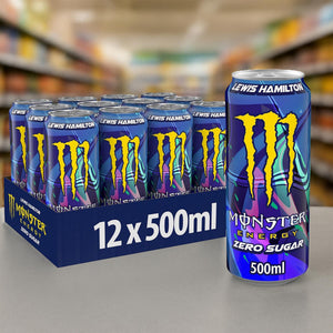 Monster Energy Drink Lewis Hamilton Zero Sugar 500ml (Pack of 12) | Limited Edition | Zero Sugar Energy Drink | High Performance Boost