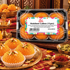Saras Motichoor Ladoo 6 Pieces | Traditional Indian Sweet | Mithai