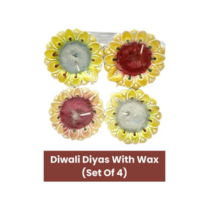 Diwali Diyas with Wax (Pack of 4)