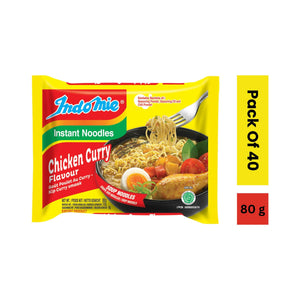 IndoMie Instant Noodles Chicken Curry Flavour, 80g (Pack of 40)