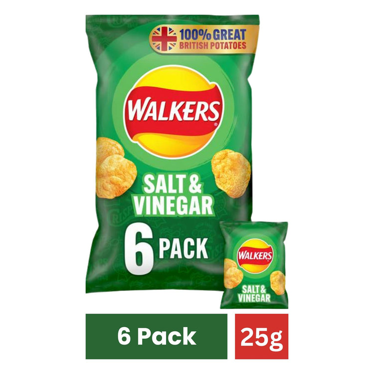 Walkers Salt & Vinegar Multipack Crisps 6x25g