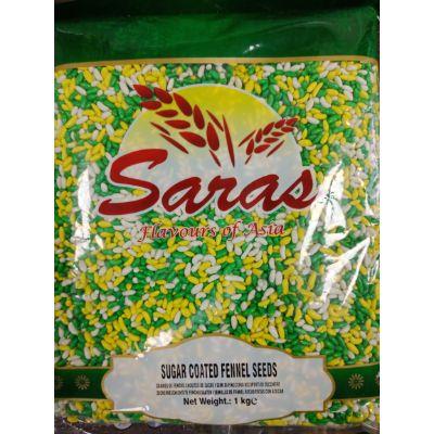 Saras SUGAR COATED Fennel Seeds 1Kg